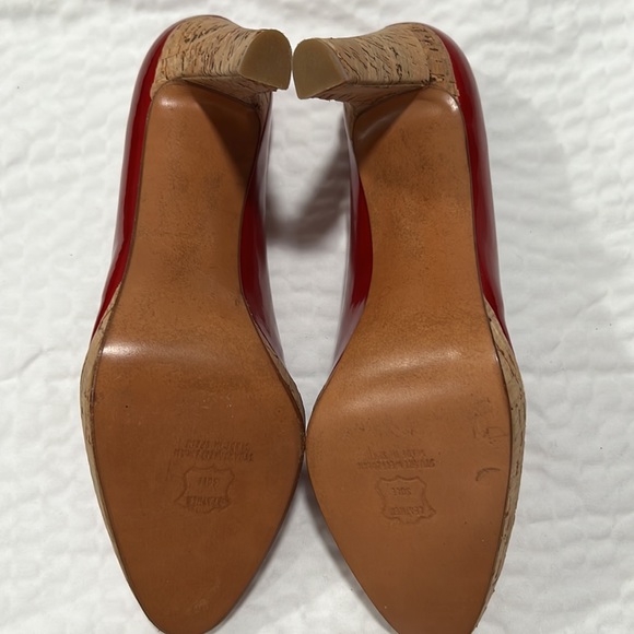 Red 👠 Stuart Weitzman platform cork heels size 10.5M - Picture 4 of 10